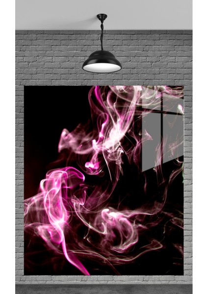 Muhteşem Pembe Dumanlar Temperli Cam Üzerine Tablo Sevgilinize Yılbaşı Hediye