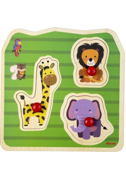 Renkli Ahşap Ilk Yapboz Vahşi Hayvanlar, Eğlenceli ve Öğretici Oyun Seti
