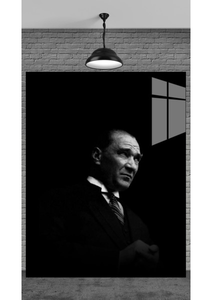 Gazi Mustafa Kemal Atatürk Tablosu Temperli Cam Üzerine Sevgilinize Yılbaşı Hediye