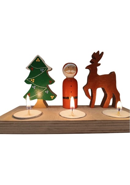 Yılbaşı Temalı Çok Renkli Mumluk, Şık ve Renkli Dekorasyon Aksesuarı