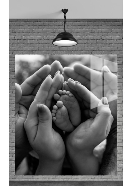 Duygusal Aile Fotoğraf Temperli Cam Üzerine Tablo Sevgilinize Yılbaşı Hediye