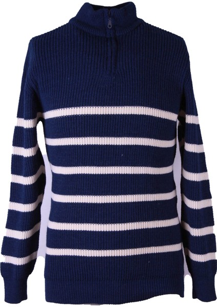 Yarım Fermuar Selanik Örgü Çok Renkli Erkek Kazak 7701