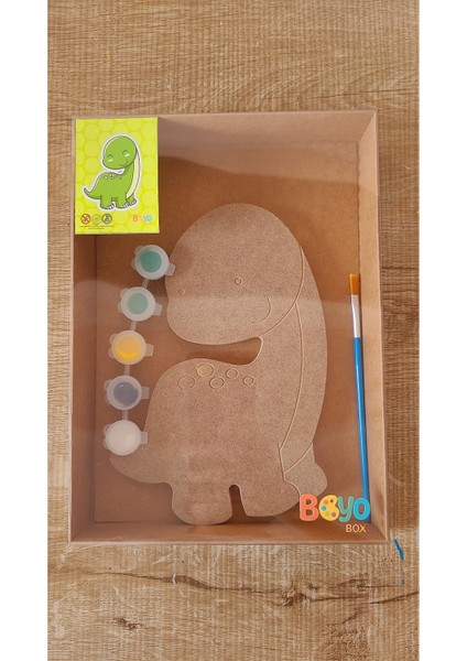 Bej Renkli Dinozor Ahşap Boyama Seti, Eğlenceli ve Yaratıcı Aktivite Için Ideal