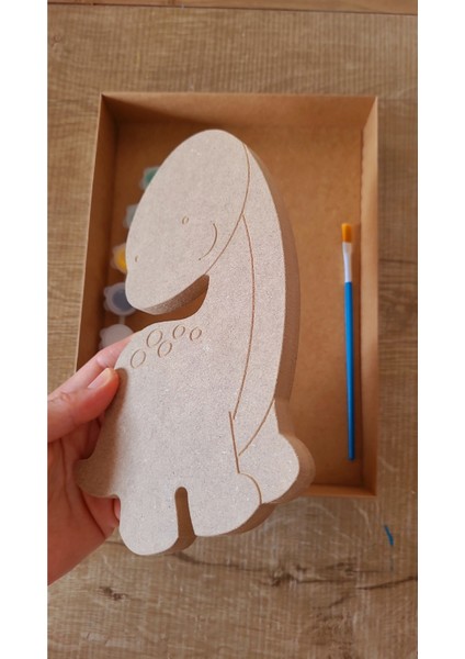 Bej Renkli Dinozor Ahşap Boyama Seti, Eğlenceli ve Yaratıcı Aktivite Için Ideal modelleri