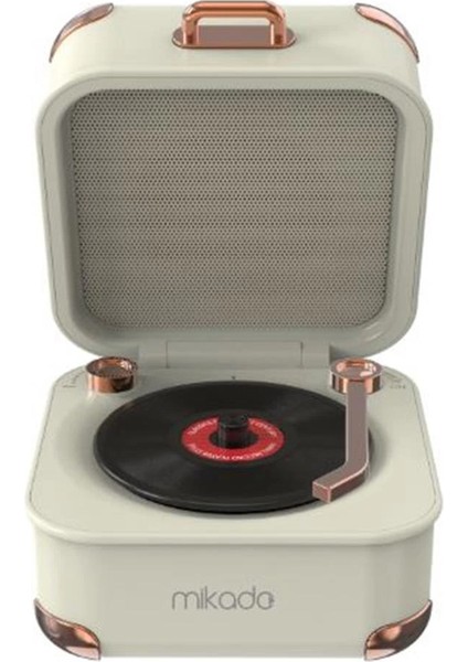 MD-62BT 5W 1200MAH Krem Tf Kart + Bluetooth Destekli Klasik Retro Müzik Kutusu