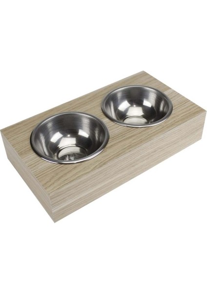 Turuncu Ahşap Mama Kabı, Iki Bölmeli, Sağlıklı ve Şık Tasarım