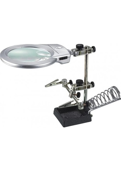 Ayarlanabilir Başlıklı Elektronikçi Yardım Lehim Standı ile Ledli Büyüteç modelleri