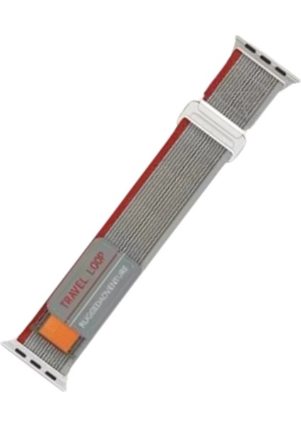MYT09 Apple Watch 38MM Alice Kumaş Kordon - Gri-Kırmızı