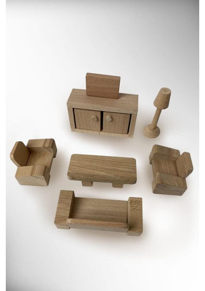 Şık Bej Ahşap Oturma Grubu, Modern ve Rahat Tasarımla Evinize Şıklık Katın