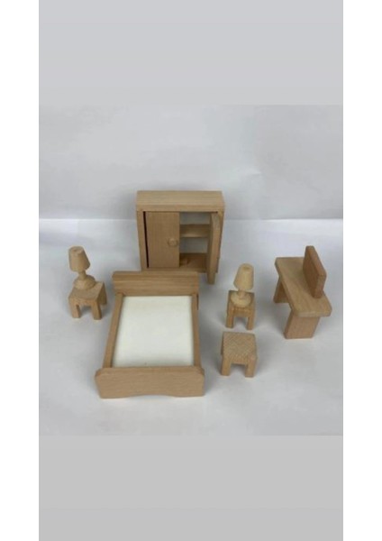 Şık Bej Ahşap Yatak Odası Takımı, Doğallık ve Rahatlık Sunar.