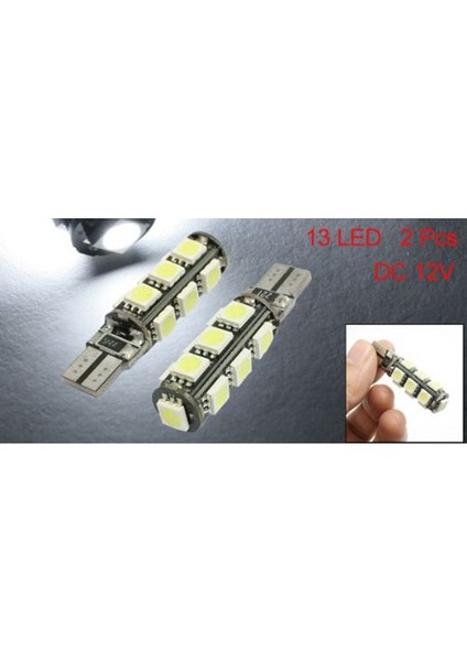 2 Pcs T10 W5W 194 168 Araba Beyaz Kanbus Hata Yok 5050 Smd 13 LED Ampul Lambası (Yurt Dışından)