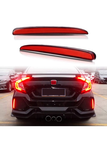 2 Çift Araba LED Arka Tampon Sis Lambası Fren Lambası Honda Civic Type R Için Dinamik Dönüş Sinyal Refektör 201-2018 (Yurt Dışından) fırsatları