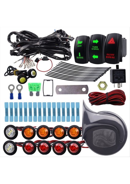 Atv Utv Turn Sinyal Kiti Evrensel Turn Sinyal Işığı Sütun Turn Anahtarı 60D Boynuz LED Flaşör Kiti (Yurt Dışından)