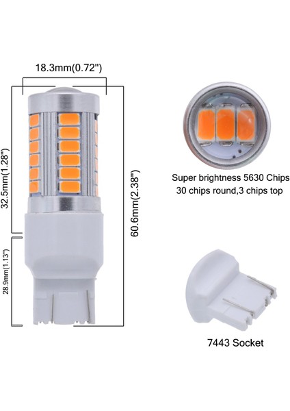 2x 7443 T20 LED Ampuller Amber Sarı 900 Lümenler Dönüş Sinyalleri Işık ve 2pcs T15 W16W LED Yedekleme Ampul 920 921 912 (Yurt Dışından) fırsatları