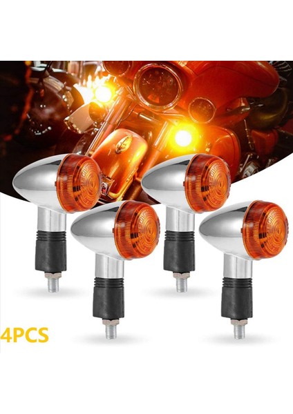 Motosiklet Turn Sinyalleri Honda Kawasaki Suzuki Yamaha Bobber Chopper (8 Adet) Için Krom Mermi Ön Arka Işıklar (Yurt Dışından) fiyatları
