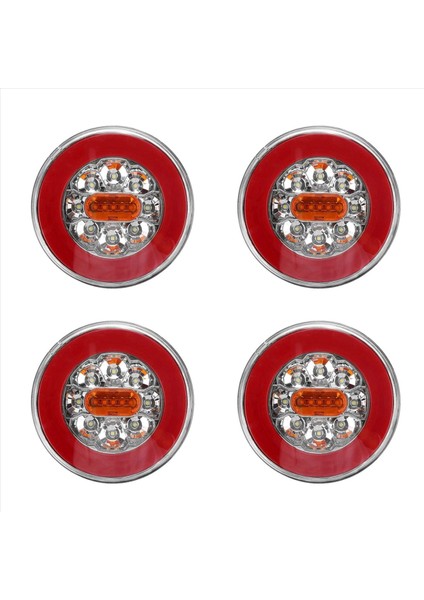 4x Yuvarlak LED 4&#39 Te 1 Kamyon Kuyruk Işığı 12-24V Dinamik Kuyruk Sinyali Ters Arka Fren Durdurma Işığı Römer Kamyonu Rv (Yurt Dışından)