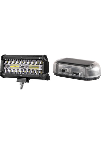 7 Inç 120W Combo LED Işık Çubukları Spot Taşkın Işın ve Araba Güneş Gücü Simüle Kukla Alarm Uyarısı Hırsızlık Önleme Işığı (Yurt Dışından)