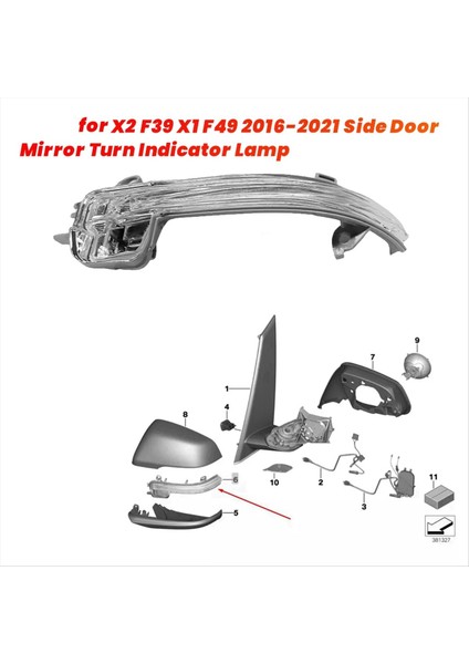Bmw Için Araba Yan Kapı Ayna Turn Gösterge Lambası X2 F39 X1 F49 2016-2021 Dikiz Aynası Yan Işık 63137377963 Sol (Yurt Dışından) indirimleri