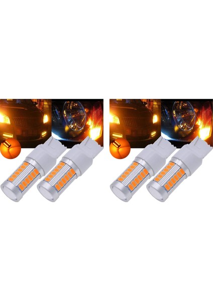 4x 7440 T20 LED Ampuller Amber Sarı 900 Lümenler Süper Parlak Dönüş Sinyalleri Hafif Park Light Dc 12V 3 6W (2 Paket) (Yurt Dışından)