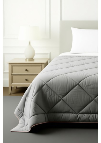 Polycotton Fırçalı Tek Kişilik Yorgan Gri-Gül Kurusu (155x215) modelleri