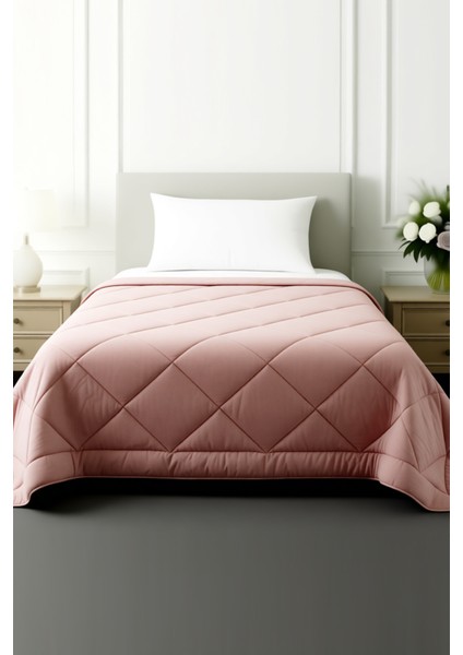 Polycotton Fırçalı Tek Kişilik Yorgan Gri-Gül Kurusu (155x215) indirimleri