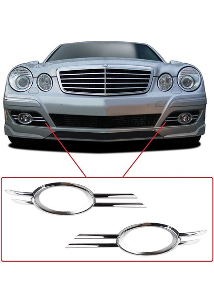 Araba Ön L &amp R Krom Tampon Sis Izgara Izgaraları Mercedes-Benz Için Trim W211 E320 07-09 A2118851174 A2118851274 (Yurt Dışından) fırsatları