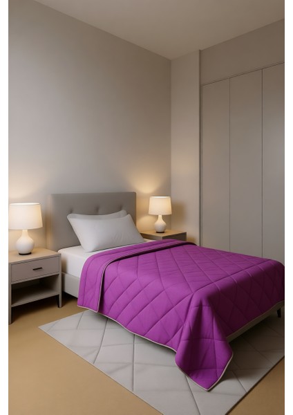 Polycotton Fırçalı Tek Kişilik Yorgan Fuşya - Gül Kurusu (155x215)