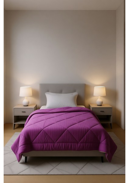 Polycotton Fırçalı Tek Kişilik Yorgan Fuşya - Gül Kurusu (155x215) fırsatları