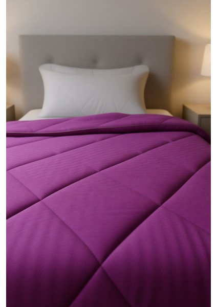 Polycotton Fırçalı Tek Kişilik Yorgan Fuşya - Gül Kurusu (155x215)