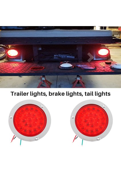 4 Paket Yuvarlak LED Römork Tail Işıkları Kırmızı 24 LED Flanş Montaj Su Geçirmez Krom 4 Inç Fren Durdurma Dönüşü Işıkları (Yurt Dışından) fiyatları