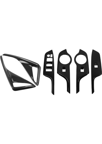 6 Pcs Araç Aksesuarları 2 Pcs Karbon Fiber Arka Sis Lamba Kapağı Döşeme ve 4 Pcs Abs Pencere Asansör Anahtarı Panel Kapağı (Yurt Dışından)