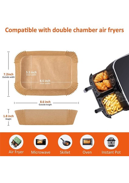 Ninja Dual Için Tek Kullanımlık Kağıt, 200 Adet Hava Fritözü Kaplaması Dikdörtgen (Yurt Dışından) fırsatları