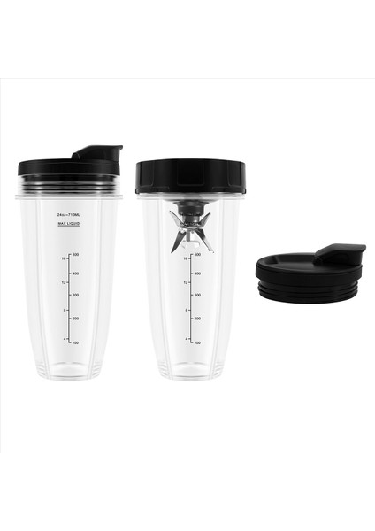 Nutri Ninja Auto Iq Için Kapaklı 24 Oz Bardaklar, 7 Kanatlı Çıkarıcı Bıçak (Yurt Dışından)