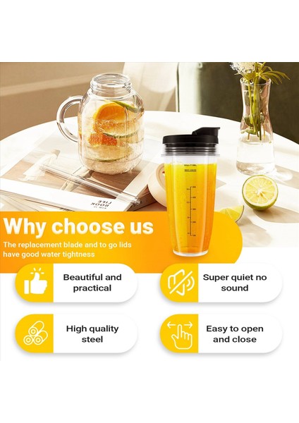 Nutri Ninja Auto Iq Için Kapaklı 24 Oz Bardaklar, 7 Kanatlı Çıkarıcı Bıçak (Yurt Dışından) fırsatları