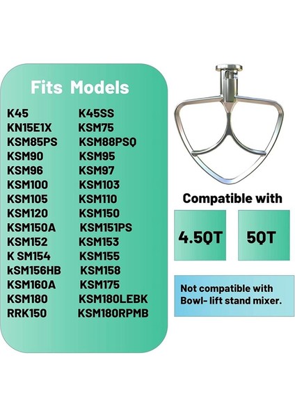 Kitchenaid 4,5-5qt Stand Mikserler Için Paslanmaz Çelik Düz Çırpıcı (Yurt Dışından) fırsatları