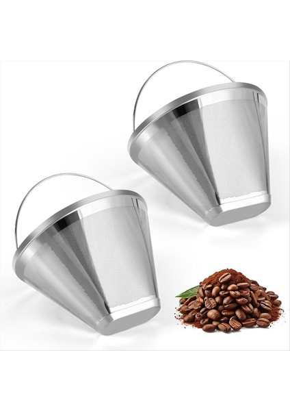 Paslanmaz Çelik Kahve Filtresi, 4 Konili Kalıcı Kahve Filtresi 2 Adet (Yurt Dışından)