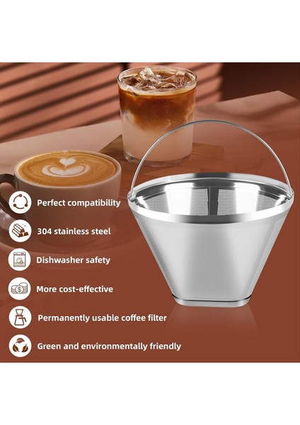 Paslanmaz Çelik Kahve Filtresi, 4 Konili Kalıcı Kahve Filtresi 2 Adet (Yurt Dışından) fırsatları