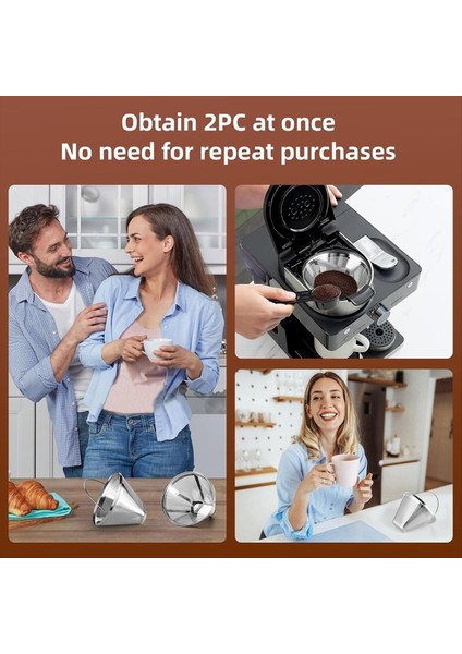 Paslanmaz Çelik Kahve Filtresi, 4 Konili Kalıcı Kahve Filtresi 2 Adet (Yurt Dışından) indirimleri