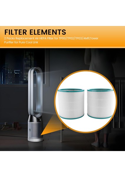 Dyson TP00/TP02/TP03/AM11, Kule Hava Temizleyici Için 2 Paket Hava Hepa Filtresi (Yurt Dışından) fırsatları