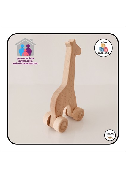 Doğal Ahşap Araba ve Zürafa Oyuncağı, Akrilik Boya Seti, Kahverengi indirimleri