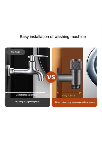 Üçlü Girişli Üçlü Kontrol Çamaşır Makinesi Musluğu Gümüş (Yurt Dışından)