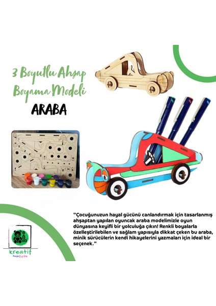 Renkli 3D Ahşap Boyama Puzzle ve Kalemlik, Eğlenceli ve Şık Dekor Parçası