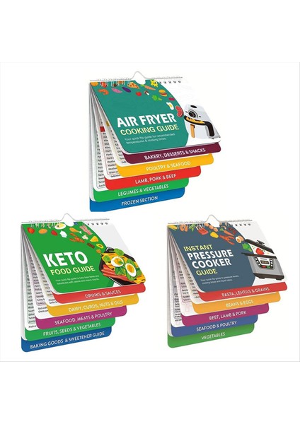 3'lü Fritöz Seti Hile Sayfası Mıknatıslar Kılavuz Kitapçığı, Pişirme Süreleri Tablosu (Yurt Dışından)