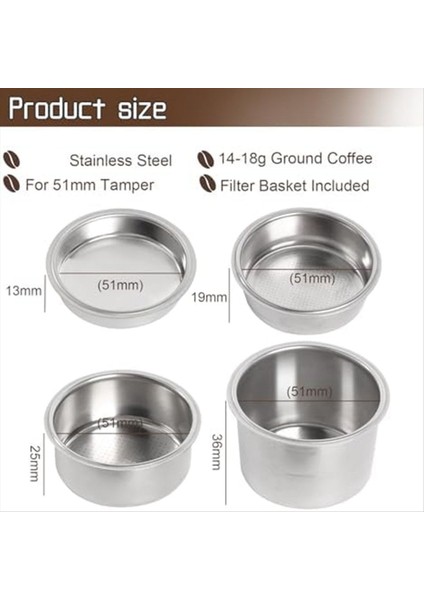 Portafilter 51MM Filtre Sepeti 1/2/4 Bardak, 51MM (Yurt Dışından) fırsatları