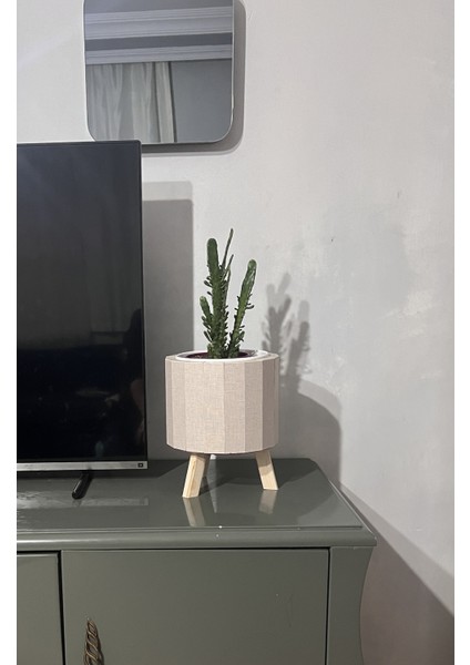 Şık Siyah Ayaklı Yuvarlak Doğal Ahşap Saksı, Dekorasyonunuz Için Ideal Seçim