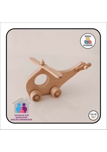 Doğal Ahşap Helikopter, Ahşap Araba ve Akrilik Boya Seti, Kahverengi Renkli Oyuncaklar modelleri