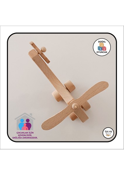 Doğal Ahşap Helikopter, Ahşap Araba ve Akrilik Boya Seti, Kahverengi Renkli Oyuncaklar indirimleri