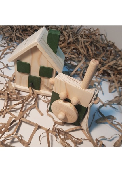 Yeşil Ahşap Elyapımı Bebek Telsizi ve Kumbara Oyuncak Seti fiyatları