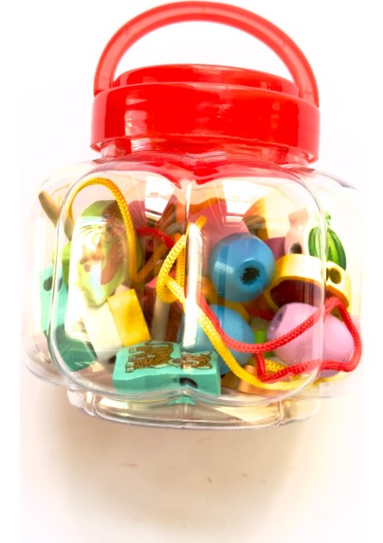 Renkli Ahşap Boncuk Dizme Seti, Eğlenceli ve Öğretici Çocuk Aktivitesi