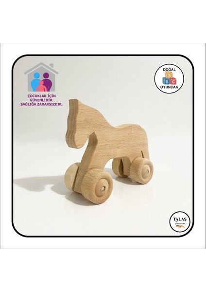 Doğal Ahşap At Arabası ve Akrilik Boya Seti, Kahverengi modelleri